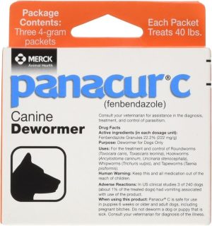 Panacur C Canine Dewormer (Fenbendazole), 4 Gram, 3 Count  (Pack of 1), Red