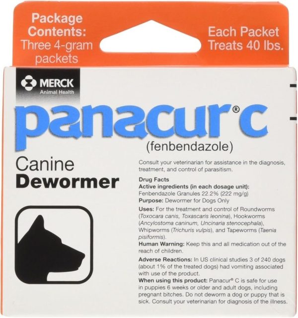 Panacur C Canine Dewormer (Fenbendazole), 4 Gram, 3 Count  (Pack of 1), Red