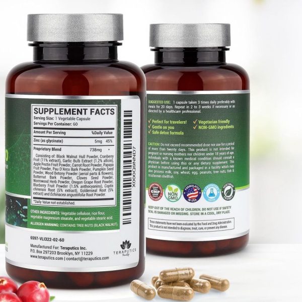 Teraputics Pure Life - IntestinePro - Gut Health Supplement with  Non-GMO Wormwood, Black Walnut, Clove, Pumpkin Seed + 14 More  Premium Ingredients - Natural Support for Humans - 60 Vegetarian  Capsules - Image 2