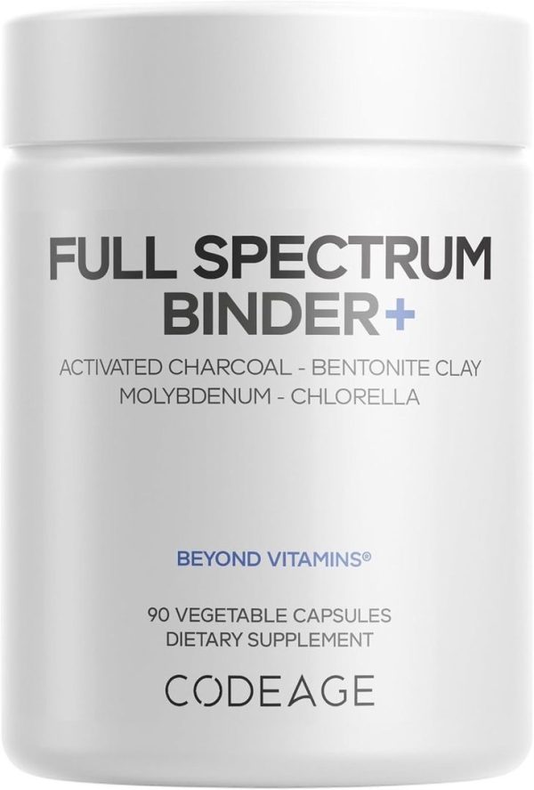 Codeage Binder + Systemic Binder Supplement - Activated  Charcoal Pills, Bentonite Clay Mineral Powder, Fulvic & Humic Acids,  Molybdenum, Carbon Forms - 90 Capsules