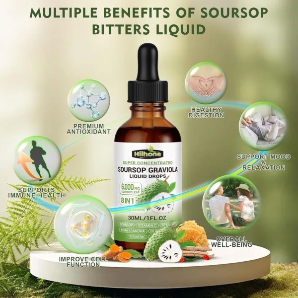 Hiihone - Soursop Graviola Liquid Drop for Cell Support &  Regeneration, Immune System and Gut Health Support, Pure Soursop  Bitters Liquid, High Absorption, Sugar/Gluten Free, Natural Flavor, 2  Fl Oz - Image 2